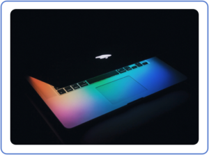 computer with rainbow home screen