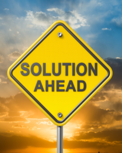 "Solution ahead" road sign.